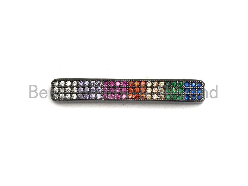 Rainbow CZ Micro Pave Tube/ Bar Connector for Bracelet/Necklace, Link Connector, Spacer Connector, 5x35mm,sku#E429