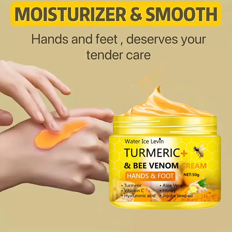 Revitalizing Turmeric & Bee Venom Foot and Hand Cream - 50g for Cracked Skin Repair and Moisture Restoration