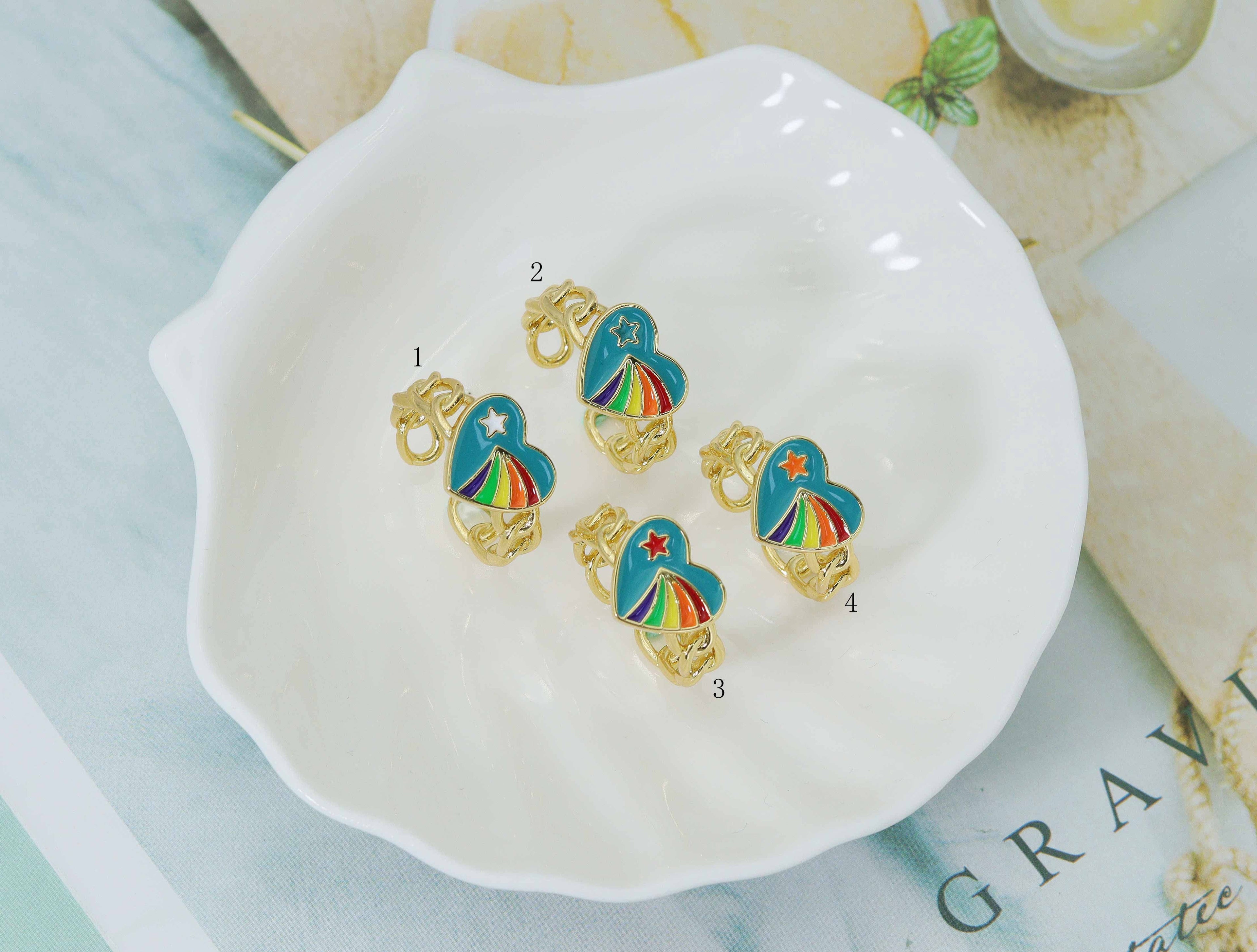 Enamel Star and Rainbow Open Ring, Sku#JD29
