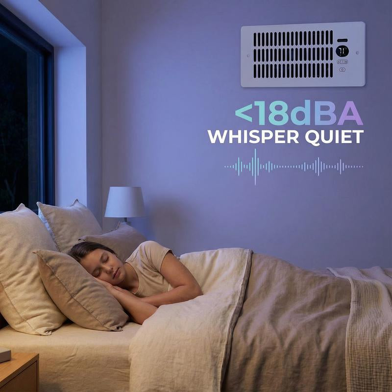 Register Booster Fan for 4"X10" Holes 10-Speed Quiet Ventilation with Thermostat Remote Negative Ion Air Vent Enhances Heating Cooling Comfort Portable Energy-Efficient Radiator Heater