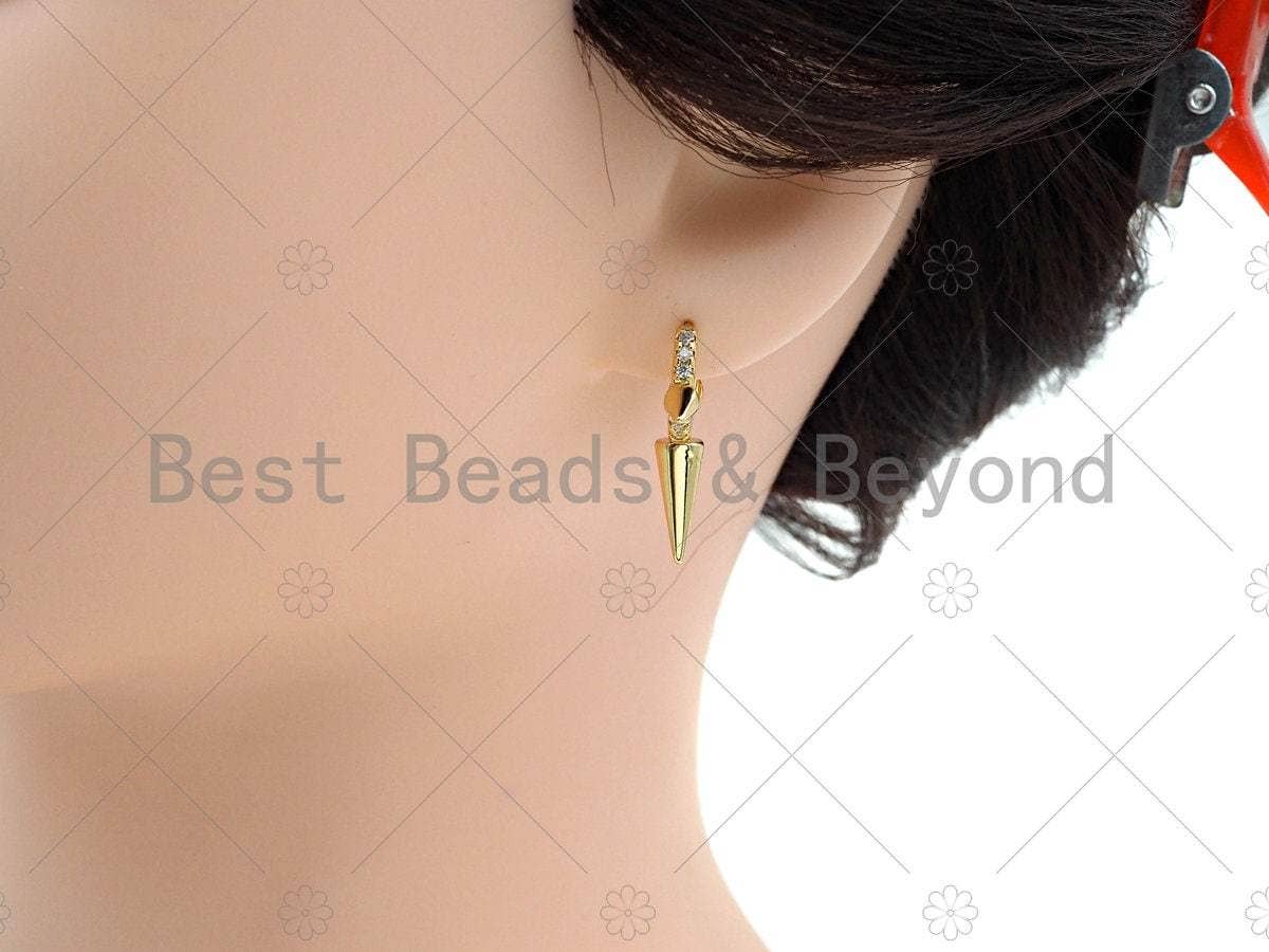CZ Spike Huggies Earrings, Sku#Y362