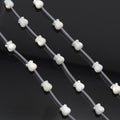 Tulip White Mother of Pearl Beads, Sku#T168