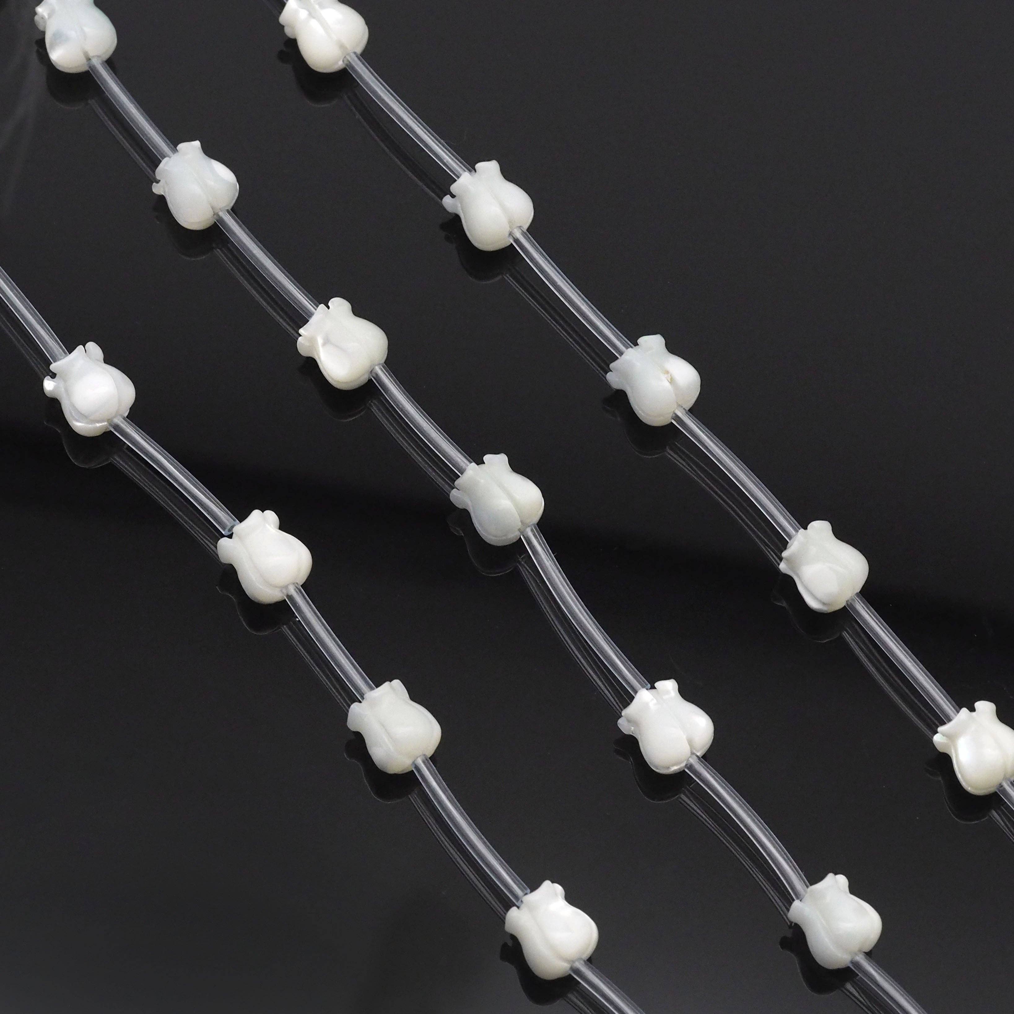 Tulip White Mother of Pearl Beads, Sku#T168