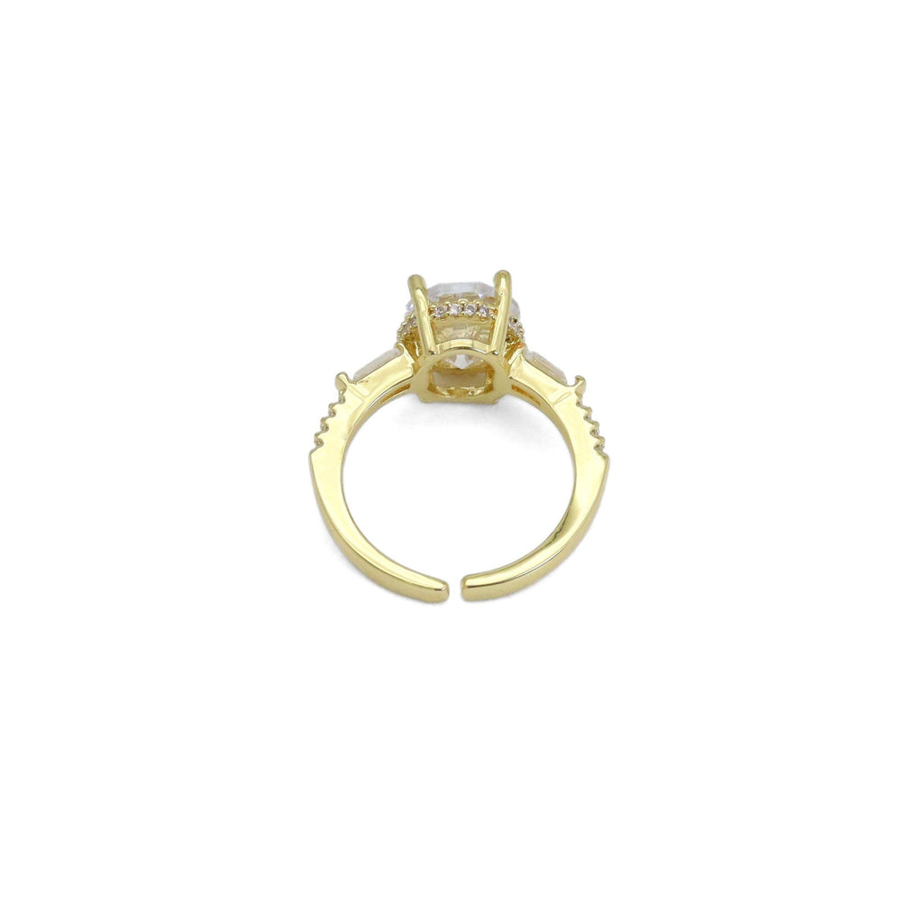 Big Oval Clear CZ Gold Adjustable Ring, Sku#LX492