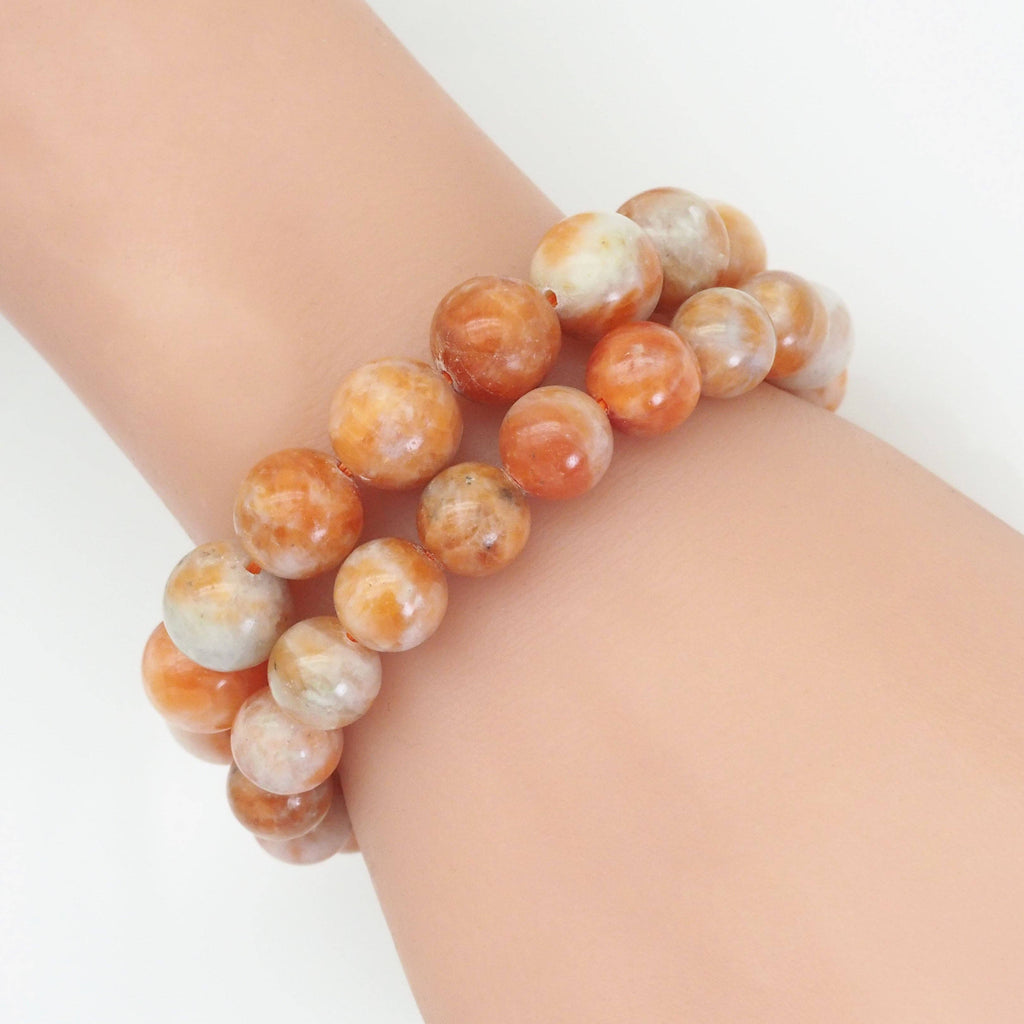 Orange Calcite Round Smooth Stretchy Bracelet, Sku#EF405