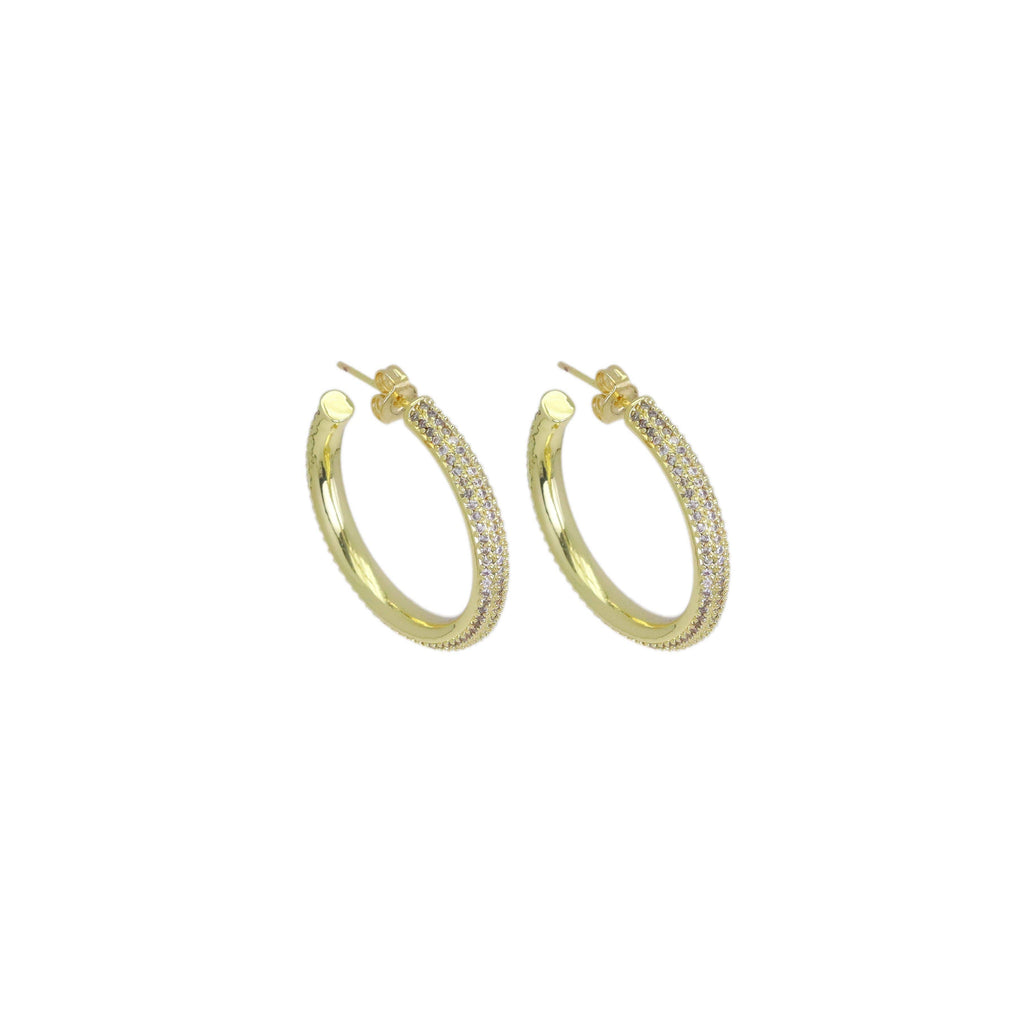 Clear CZ Round hoop Earrings, Sku#LX480c