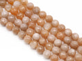 Genuine Peach Moonstone Round Faceted Beads, Sku#U1398