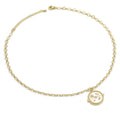 Heart Chain Necklace with White Arrow Dots Coin Pendant, Sku#EF329