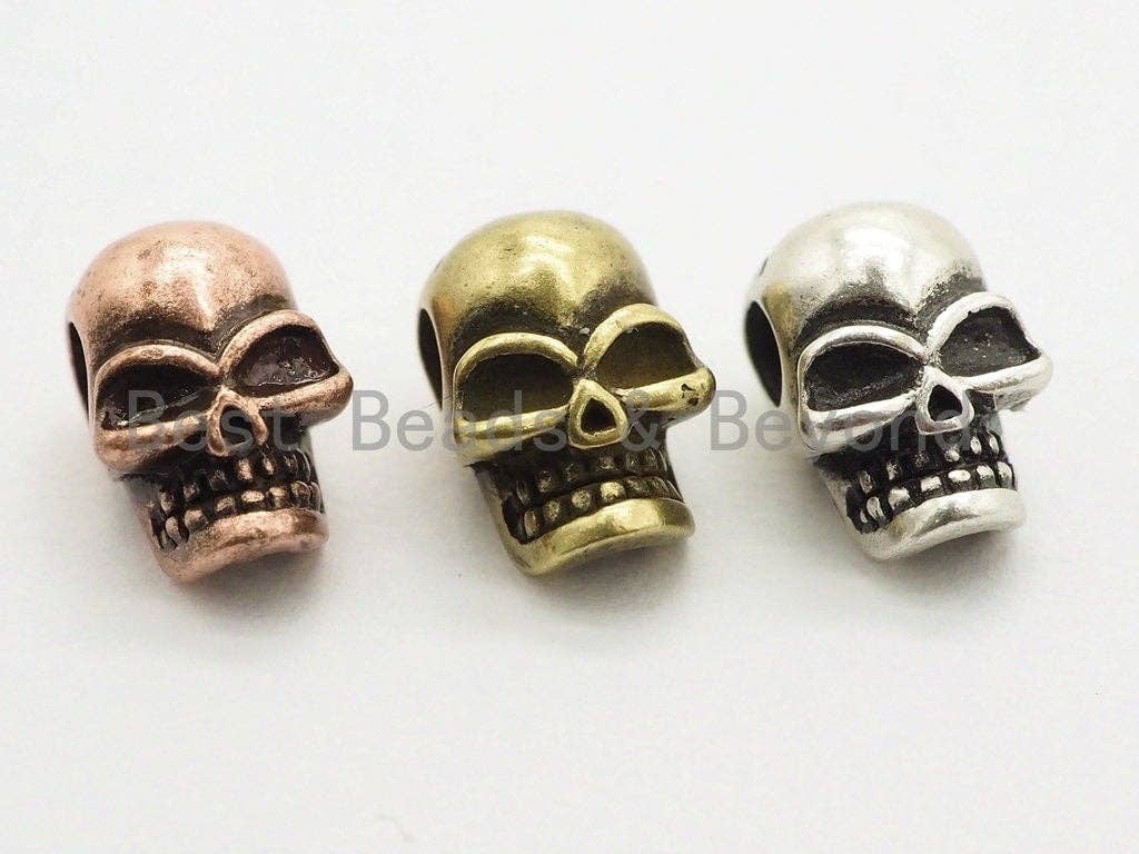 Antique Style Mini Skull Bead, Paracord Survival Bracelet Beads, Big Hole Skull Spacer Beads, Men's Jewelry Findings,7x7x10mm,sku#Y115