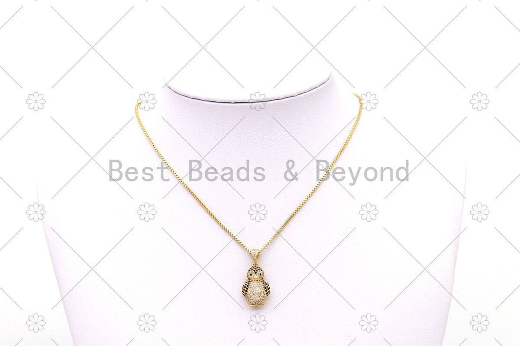 CZ Micro Pave 3D Penguin Shape Pendant, 18K Gold Filled Penguin Charm, Necklace Bracelet Charm Pendant, Sku#LD165