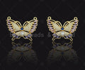 Purple CZ Micro Pave Butterfly Shape Pendant, Gold Plated Jewelry, Necklace Bracelet Charm Pendant, 22x29mm,sku#LD03