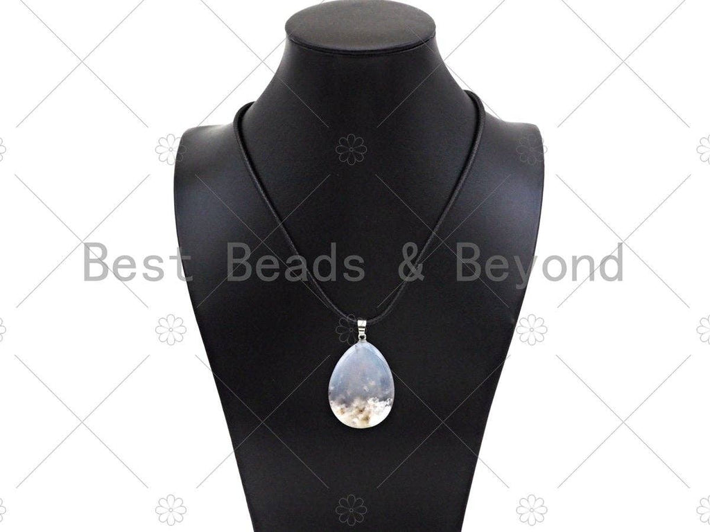 Quality Natural Sodalite/Dentric Opal/Tourmalated Quartz/Red FLower Agate/Ocean Jasper/Rutile Agate Teardrop Pendant,30x40mm,Sku#YK21
