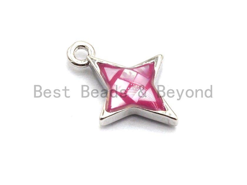 100% Natural Pink Color Shell North Star Charm, Fuchsia Pink Shell Star, Pink Shell Charm, Natural Shell Charm 10x14mm,SKU#Z345
