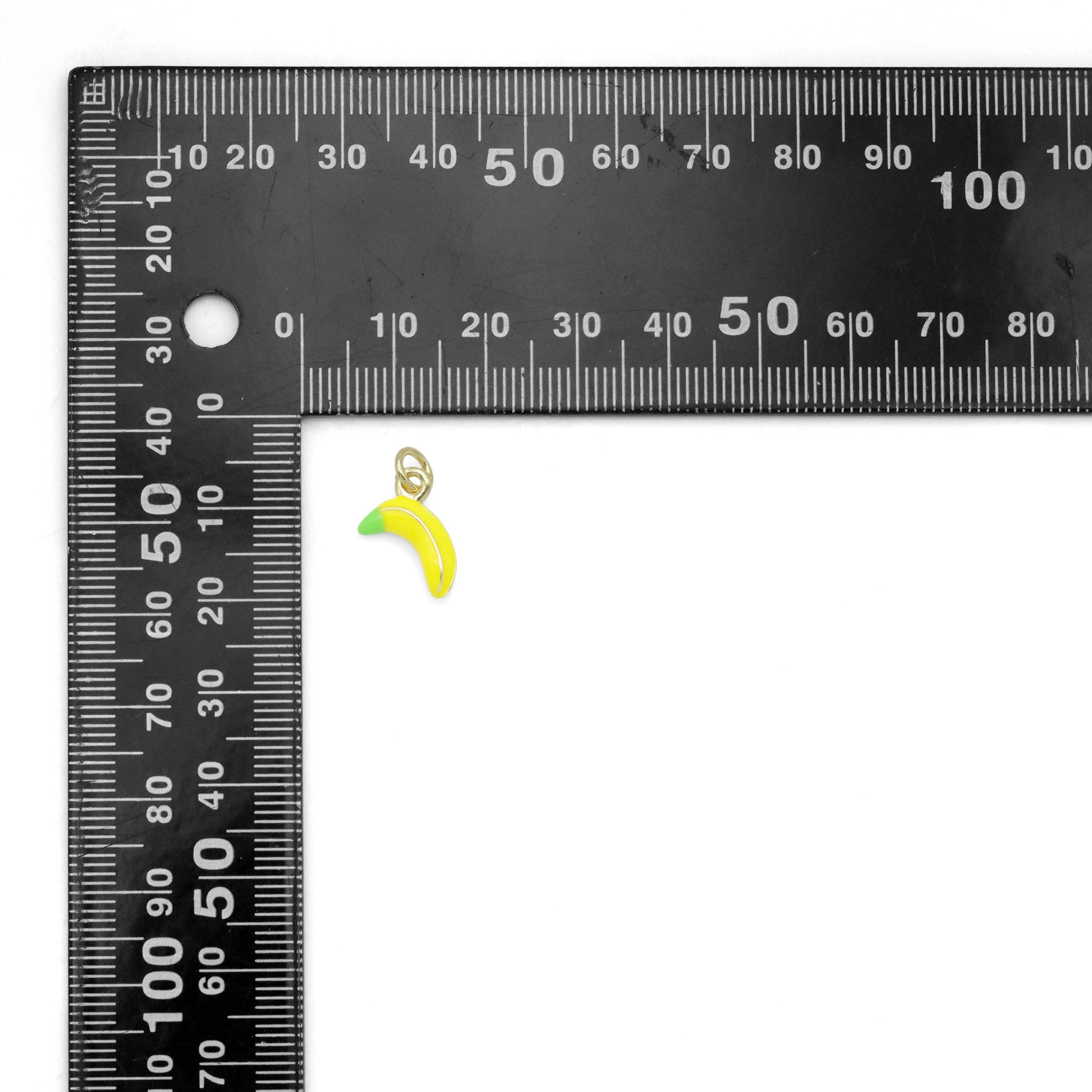 Yellow Enamel Banana Charm Pendant, Sku#Y1039