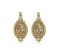 Gold Fuchsia CZ Butterfly Diamond Oval Charm, Sku#LK678