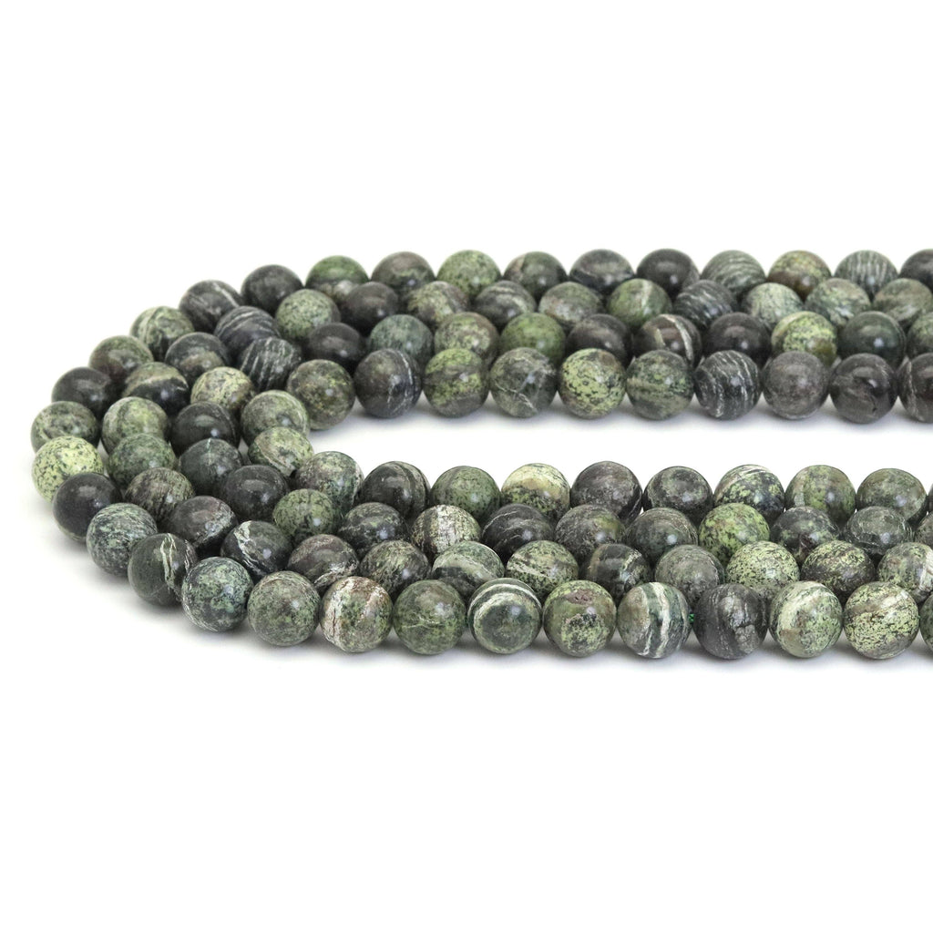 Genuine Green Zebra Jasper Round Smooth Beads, Sku#U1874