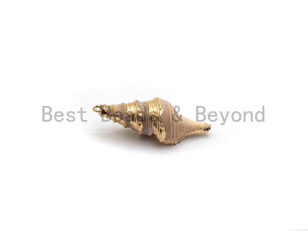 Gold plated Conch Shell Pendant, Shell Jewelry, Beach Jewelry, Necklace Pendant,16x49mm Shell Pendant/Charm,sku#V35