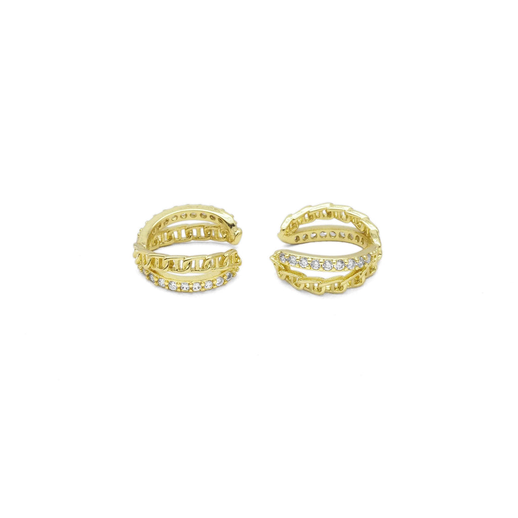 Gold Clear CZ Cross Ear Cuff, Sku#Y820
