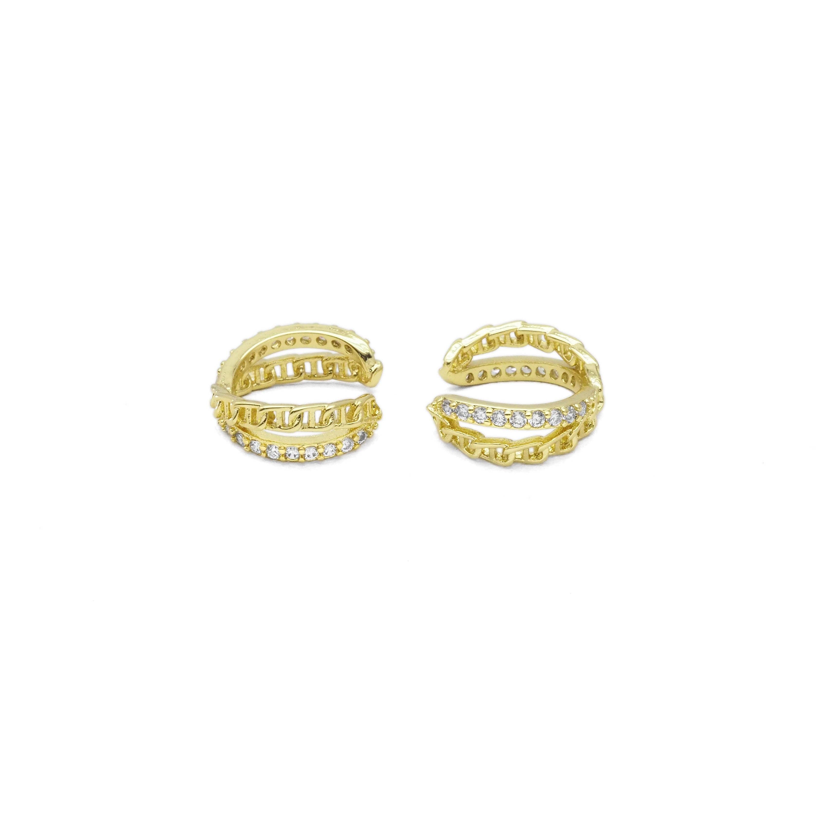 Gold Clear CZ Cross Ear Cuff, Sku#Y820