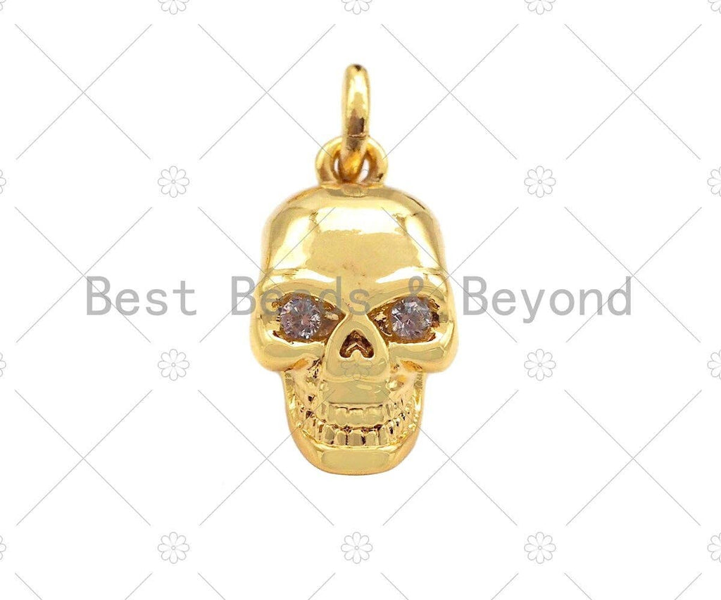 Dainty Gold Skull Head Pendant/Charm,Cubic Zirconia Charm, Necklace Bracelet Charm Pendant,7x14mm, Sku#ML31