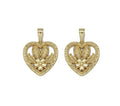 Gold CZ Virgin Mary Baby Jesus Flower Heart Charm, Sku#LK708