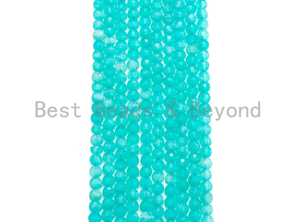 4mm/6mm High Quality Natural Amazonite Coin Shape Beads, Checkboard cut Amazonite, Turtle Shell cut Beads, 15.5" Full Strand, sku#U789