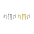 Clear CZ Triple Line Wrap Stud Earrings, Sku#A407