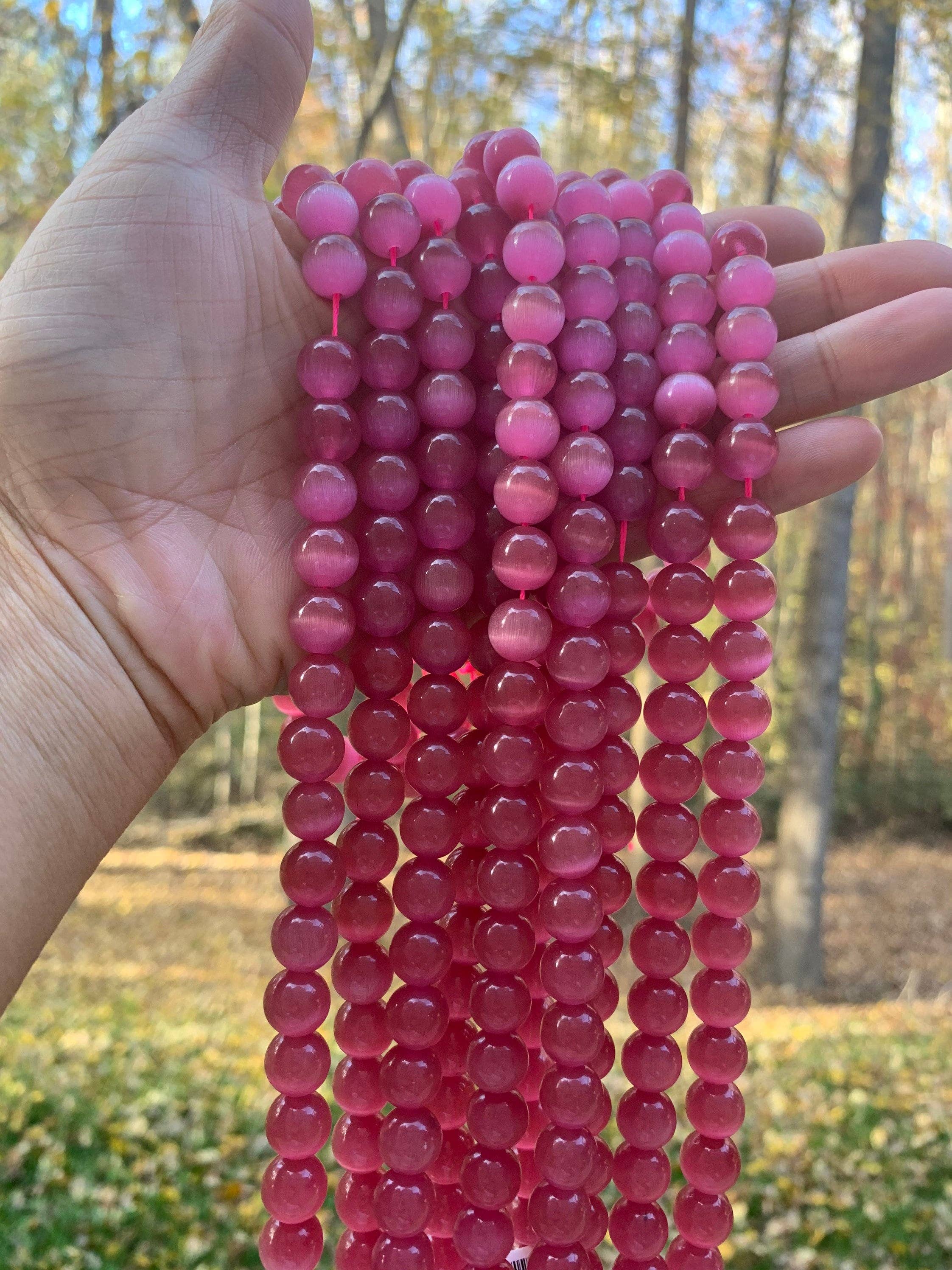 Cat's Eye Dark Pink Round Beads, 6mm/8mm/10mm/12mm Smooth beads, UA164