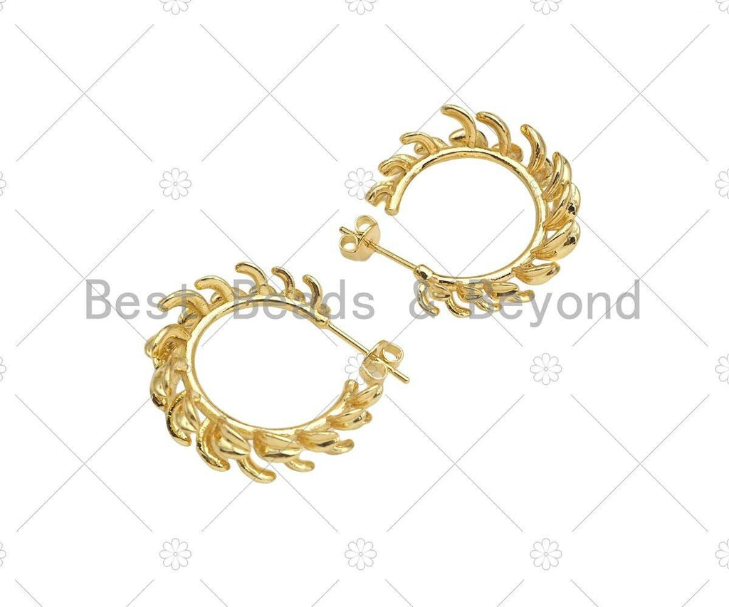 Gold Swirl Spike Hoop Earrings, Sku#J315