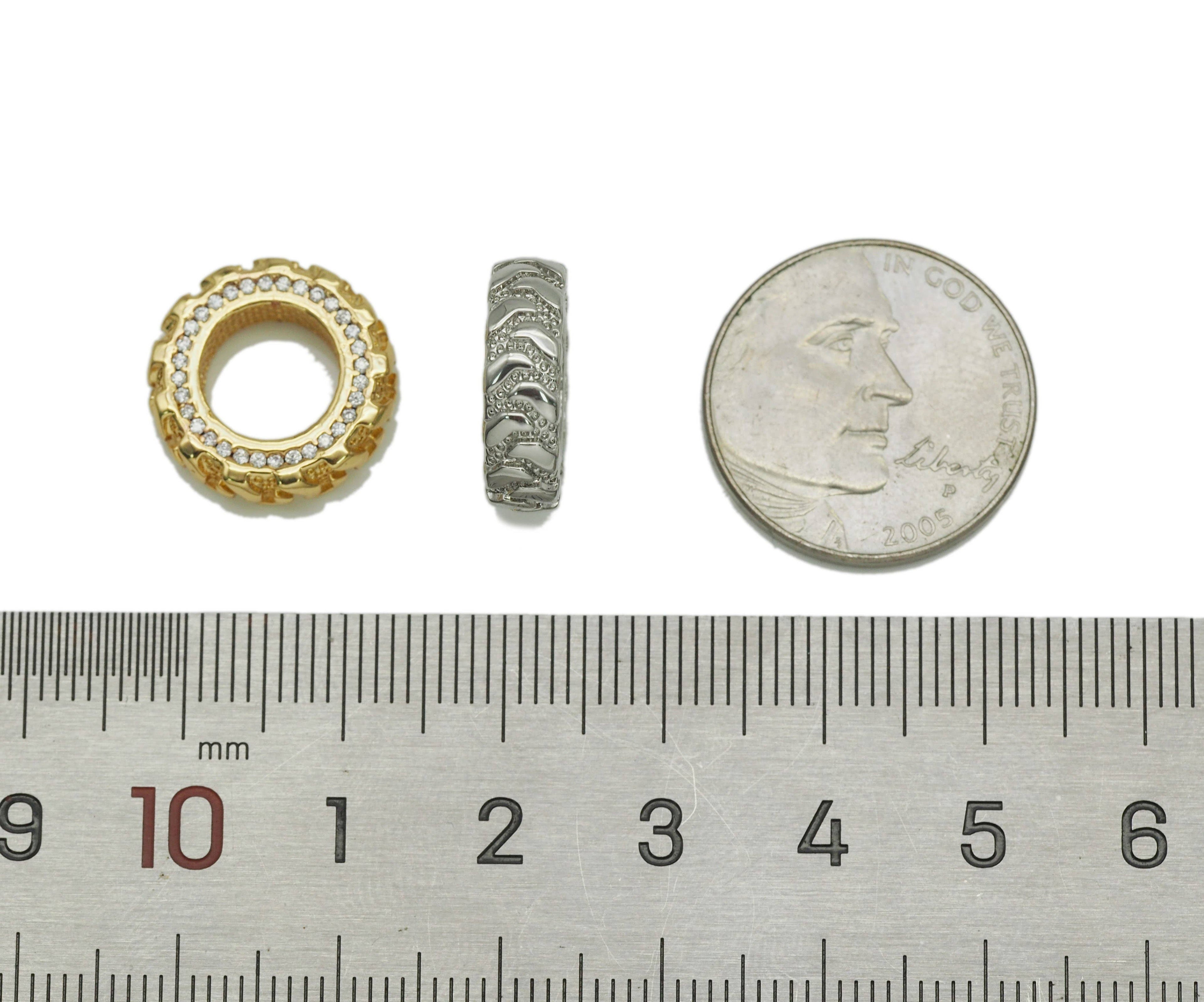 CZ Round Tire Charm, Sku#Y633