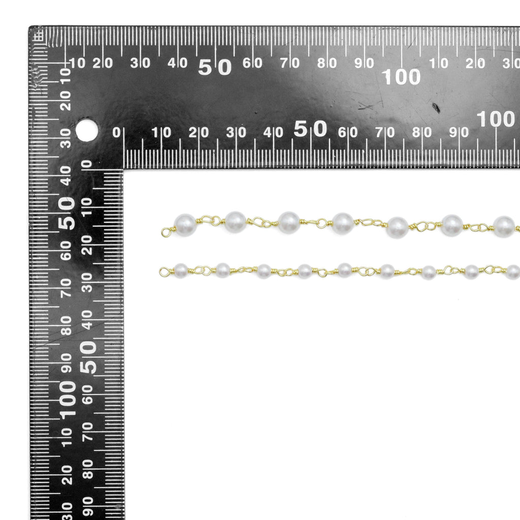 6mm/4mm white Pearl Chain by Yard,sku#HX08