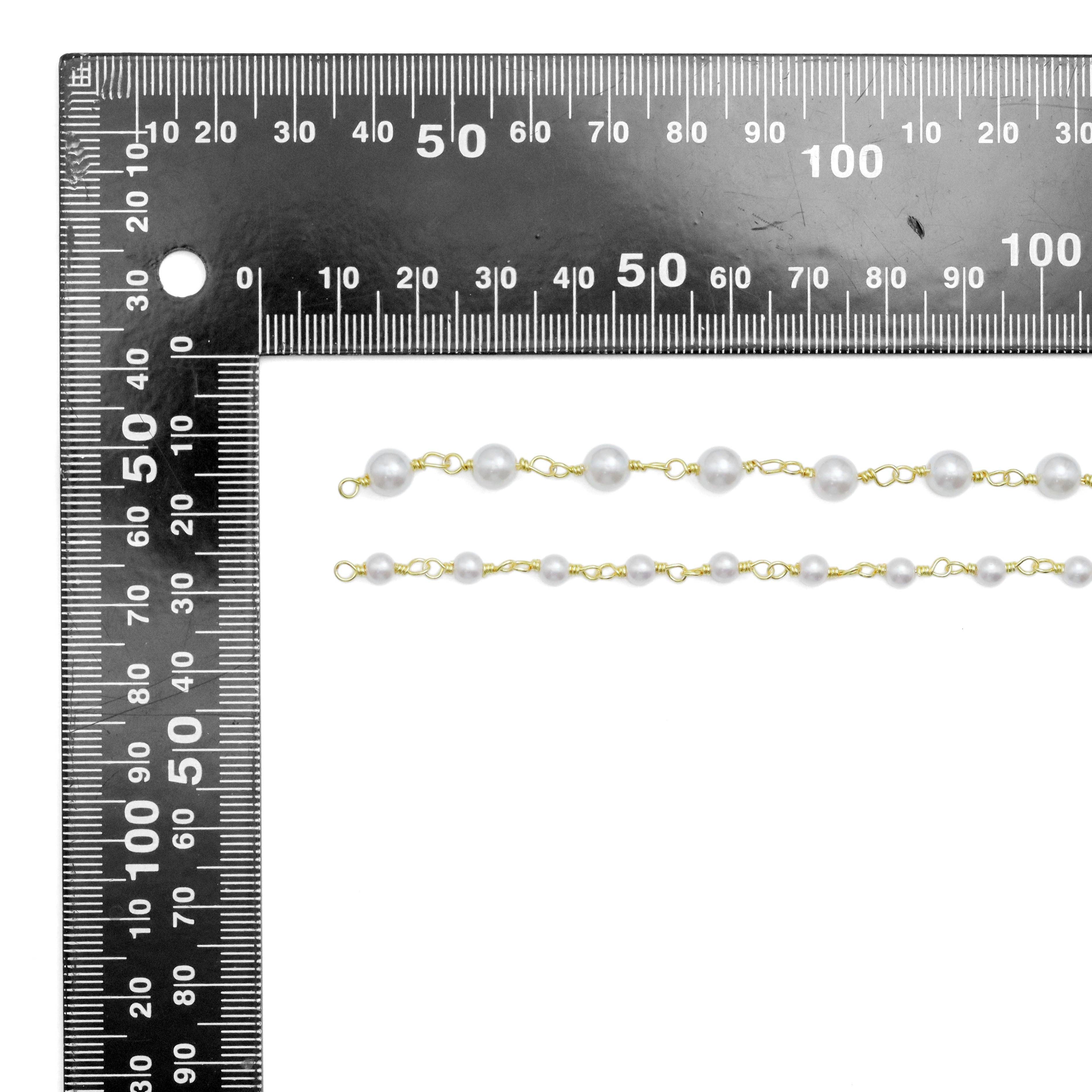 6mm/4mm white Pearl Chain by Yard,sku#HX08