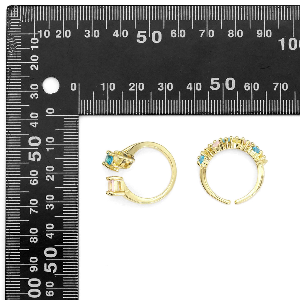 Gold Colorful Stone Adjustable Ring, Sku#LX267