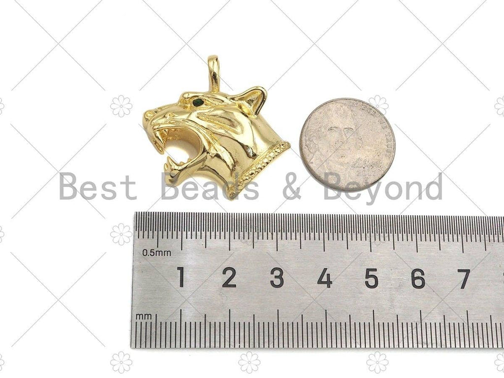 18K Gold Filled Tiger Head, Panther Head Pendant
