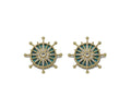 Gold CZ North Star On Turquoise Stone Charm, Sku#L704