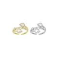 CZ Teardrop Stone Gold Silver Adjustable Ring, Sku#A388
