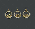 CZ Micro Pave Spindrift On Round Ring Pendant/Charm,Cubic Zirconia Water Wave Charm, Necklace Bracelet Charm Pendant,13x14mm, Sku#Y397