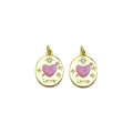 CZ  Pink Heart Love Oval Charm, Sku#LX508