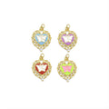 Gold Colorful Enamel Butterfly On Heart Charm, Sku#Y806