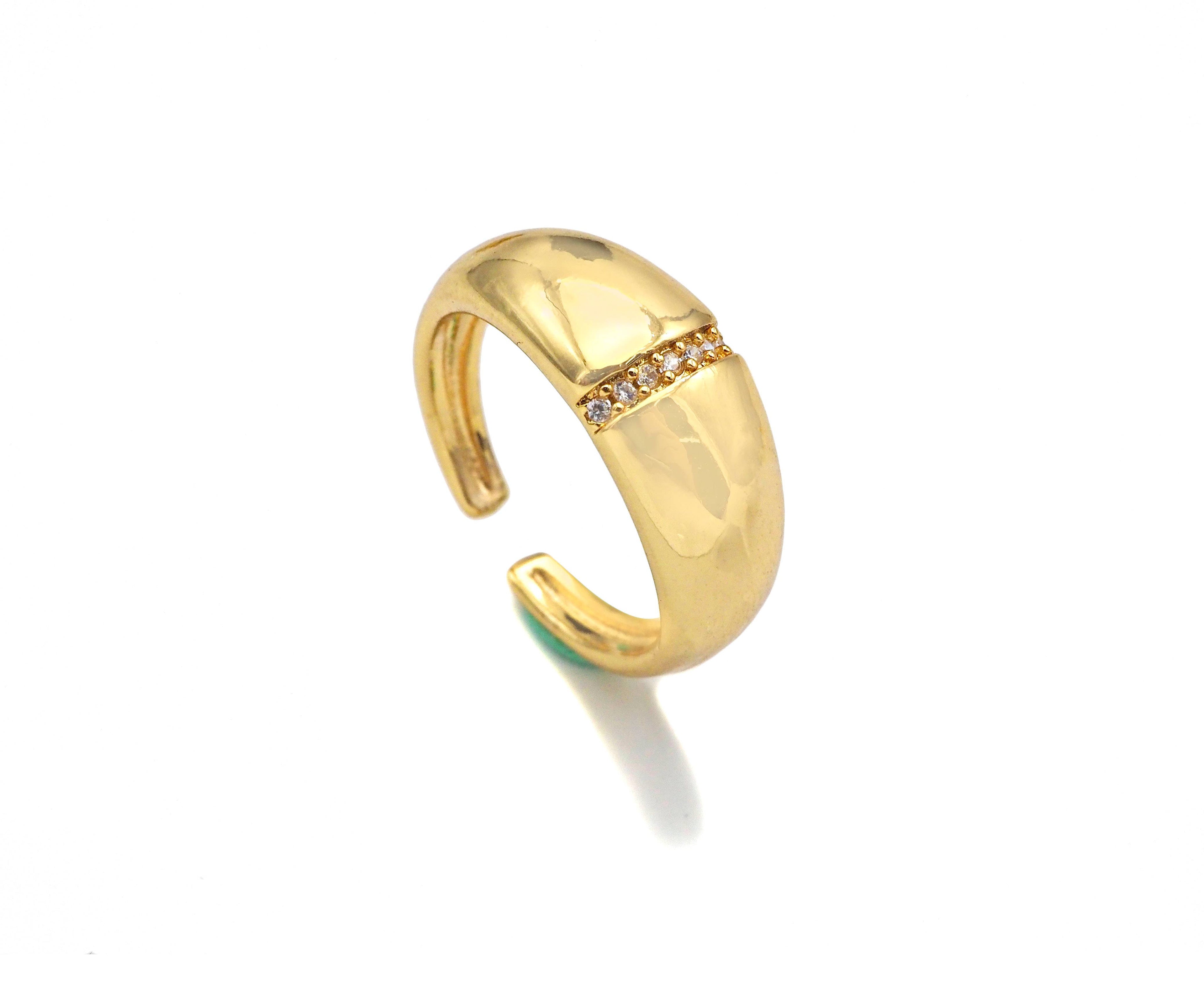 Thick Band Adjustable Ring with CZ, X182