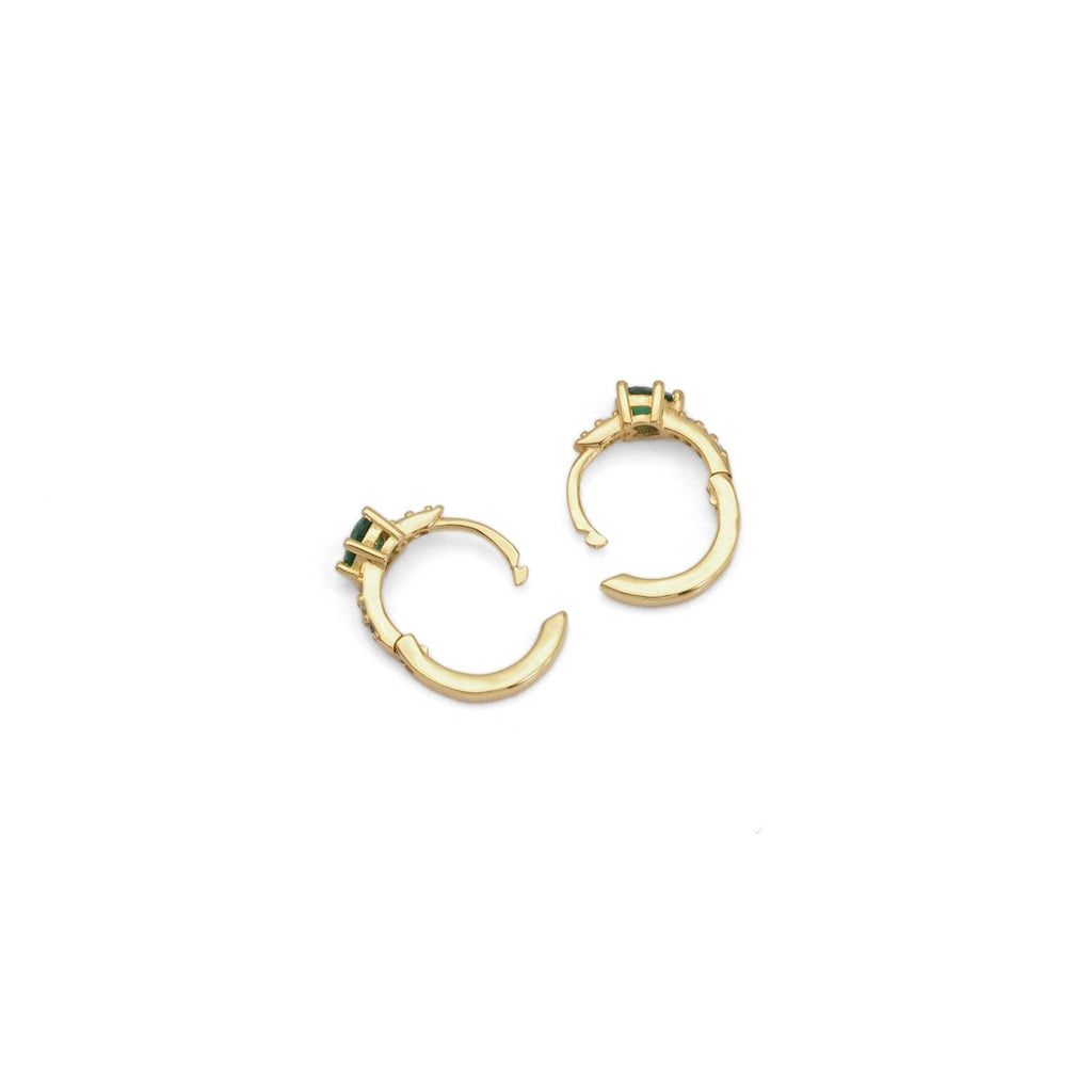 Boucles d'oreilles créoles cœur Huggie en or, argent, violet et vert avec oxydes de zirconium, Réf. A126