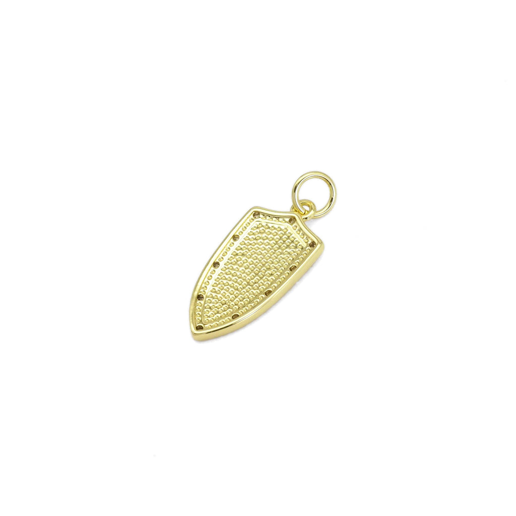 Clear CZ Gold Virgin Mary On Shield Charm, Sku#LX367