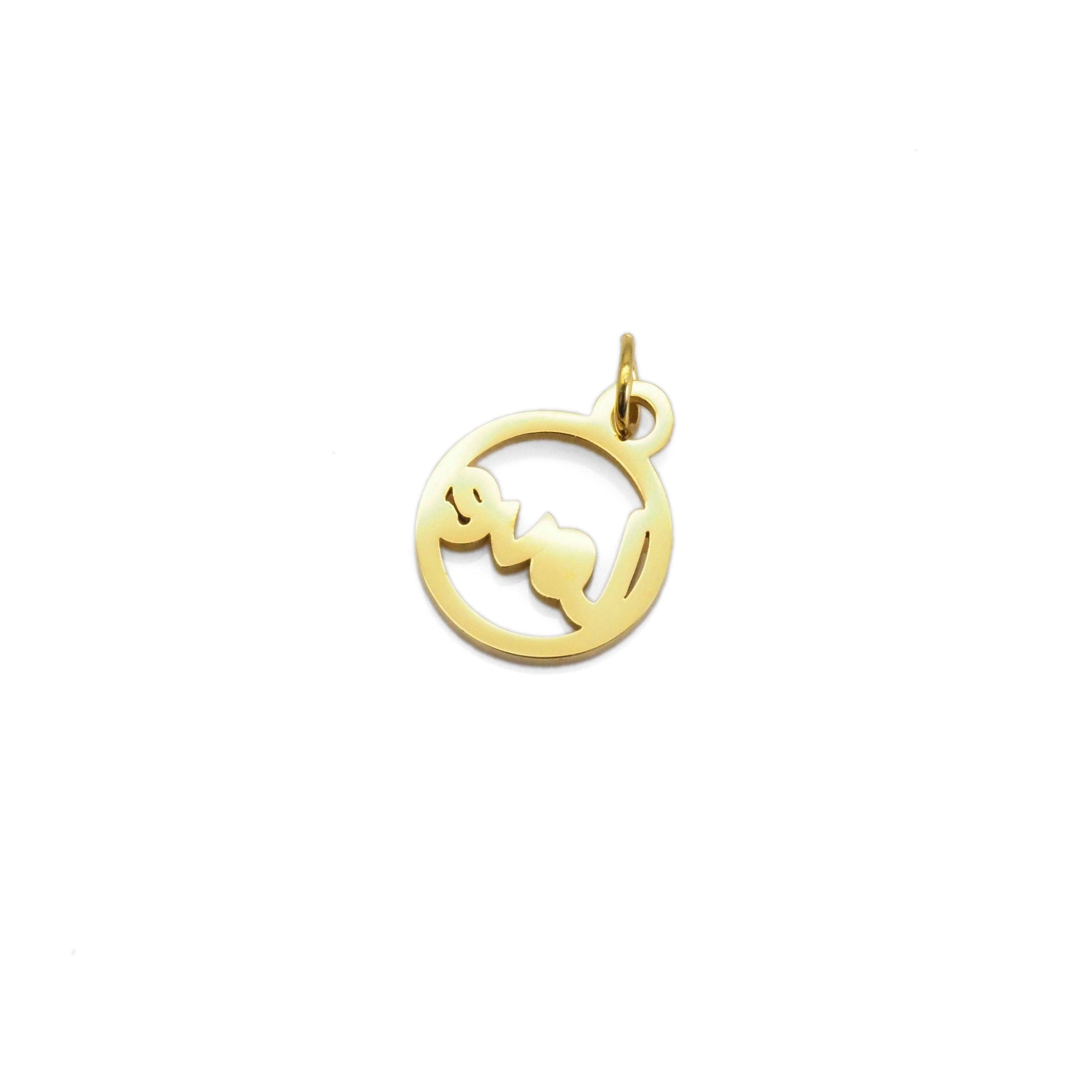 Plain Gold Love Circle Charm with Diamond, Sku#Y869