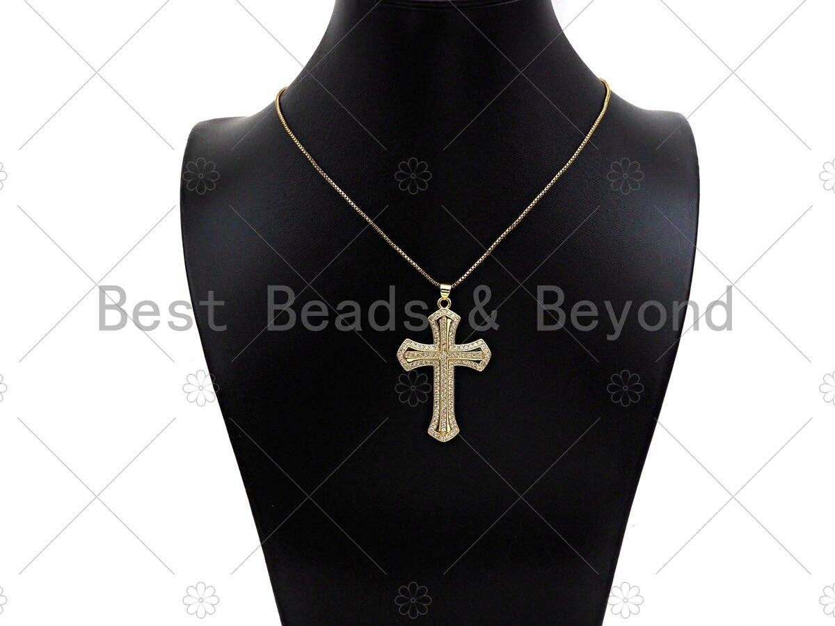 CZ Micro Pave Cross Shape Pendant/Charm,Cubic Zirconia Charm, Cross Necklace Bracelet Charm Pendant,31x48mm, Sku#LD24