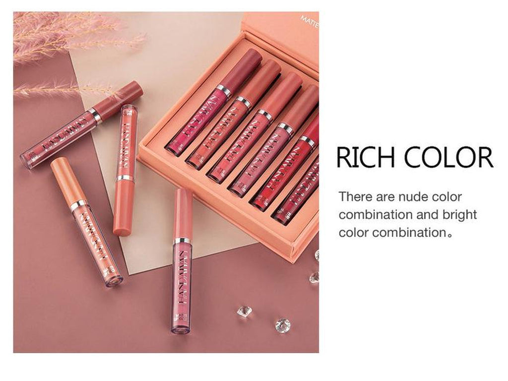 6Pcs Nude Matte Liquid Lipstick Set, Waterproof Long Lasting Non-Stick Cup Nude Lipstick 24 Hour Not Fade Matte Lipstick Professional Lip Gloss Makeup Christmas Gifts for Women (Set A)