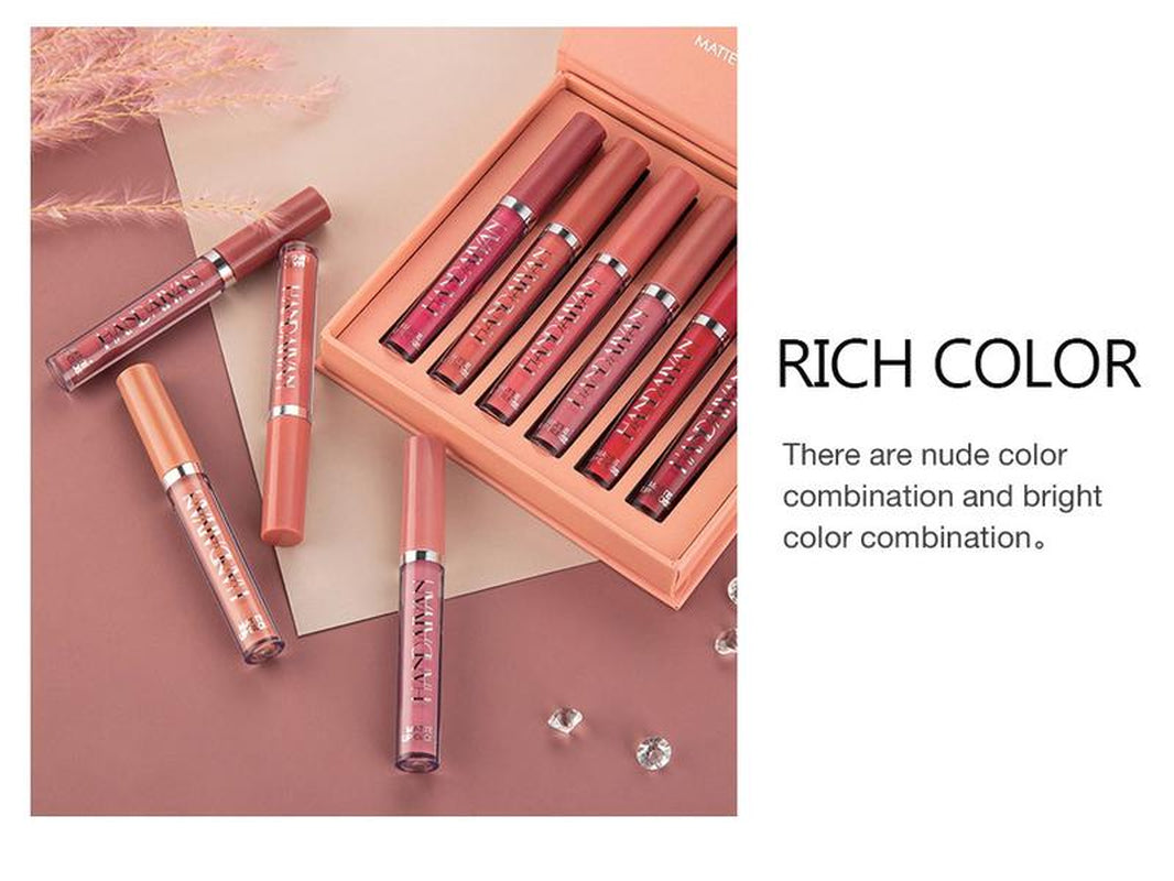 6Pcs Nude Matte Liquid Lipstick Set, Waterproof Long Lasting Non-Stick Cup Nude Lipstick 24 Hour Not Fade Matte Lipstick Professional Lip Gloss Makeup Christmas Gifts for Women (Set A)