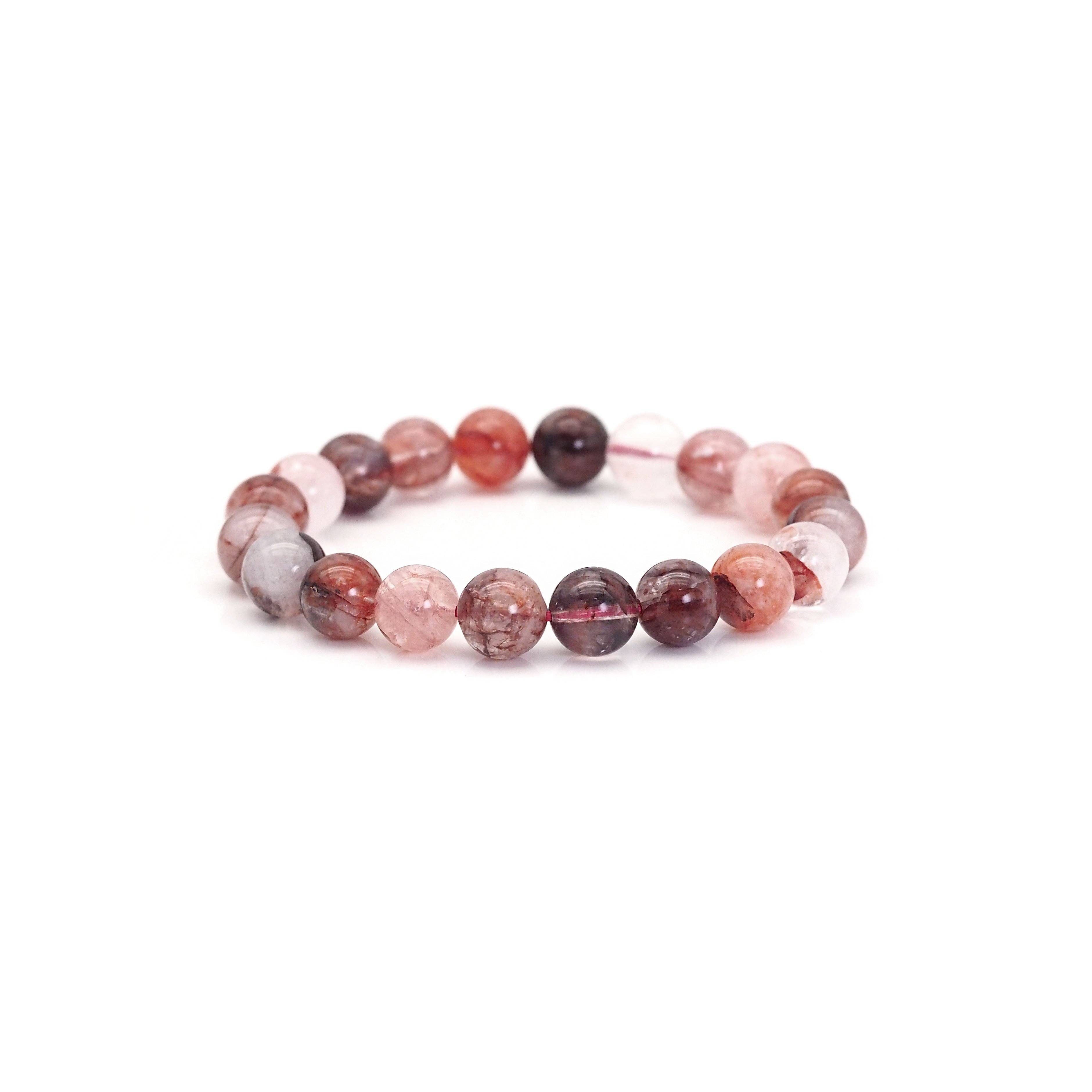 Genuine Hematoid Quartz Round Stretchy Bracelet, Sku#EF410