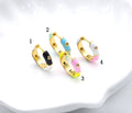Pave Enamel Huggie Hoop Every day earrings,sku#Y764