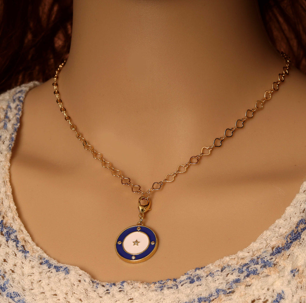 Heart Shape Necklace with Blue White Star Penant, sku#EF167