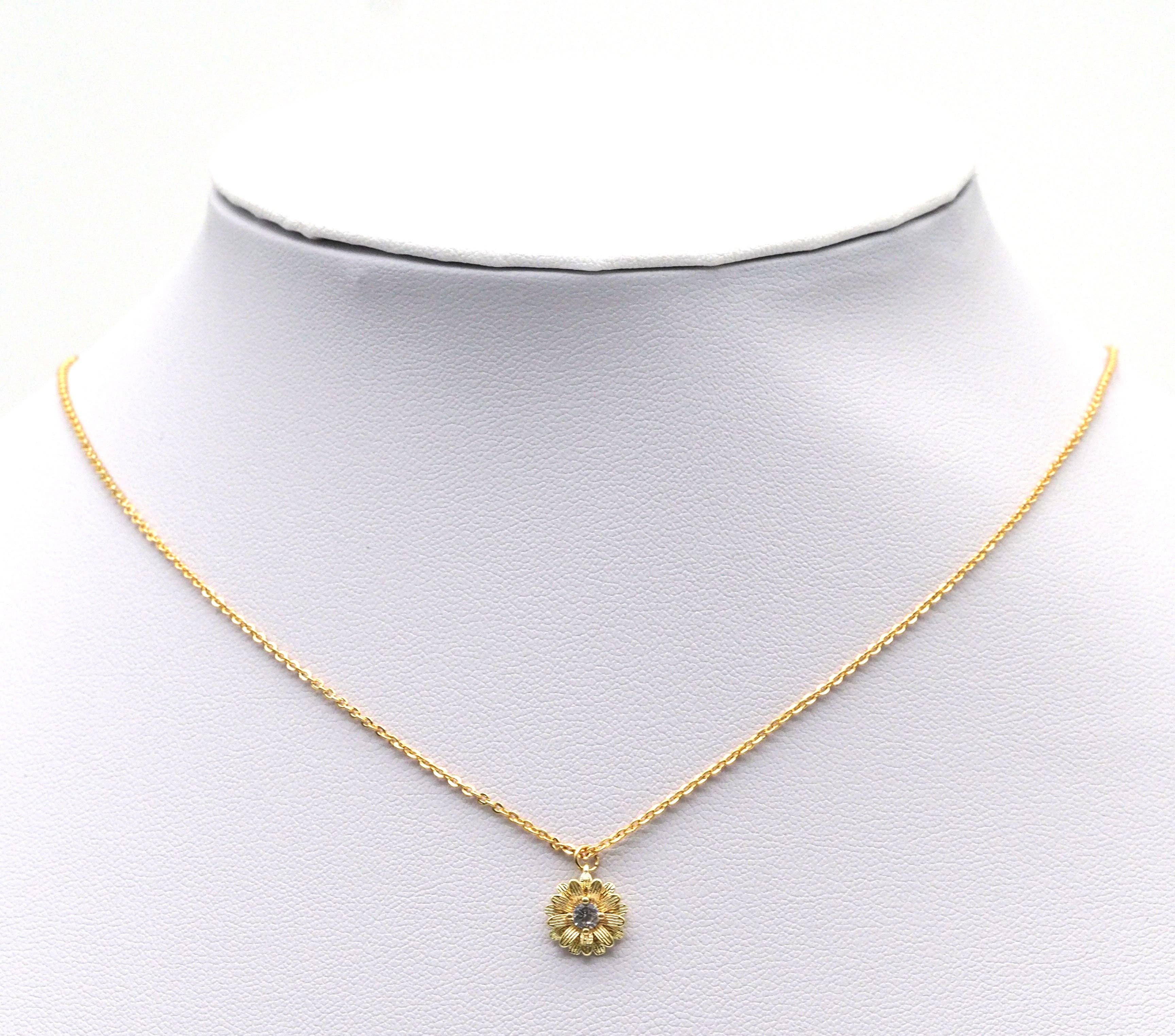 Gold CZ Daisy Flower Sunflower Charm, Sku#LX87